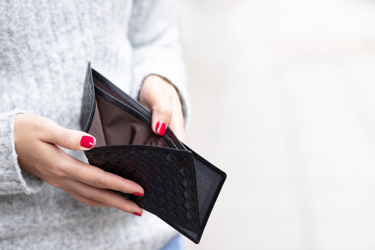 Female Hands Holding Empty Wallet